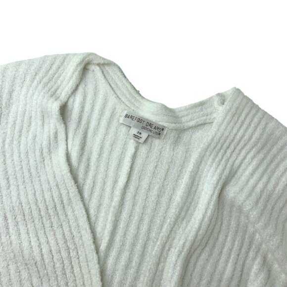 Barefoot Dreams Cozychic Lite Ribbed Cardigan Sweater in White - Picture 3 of 6